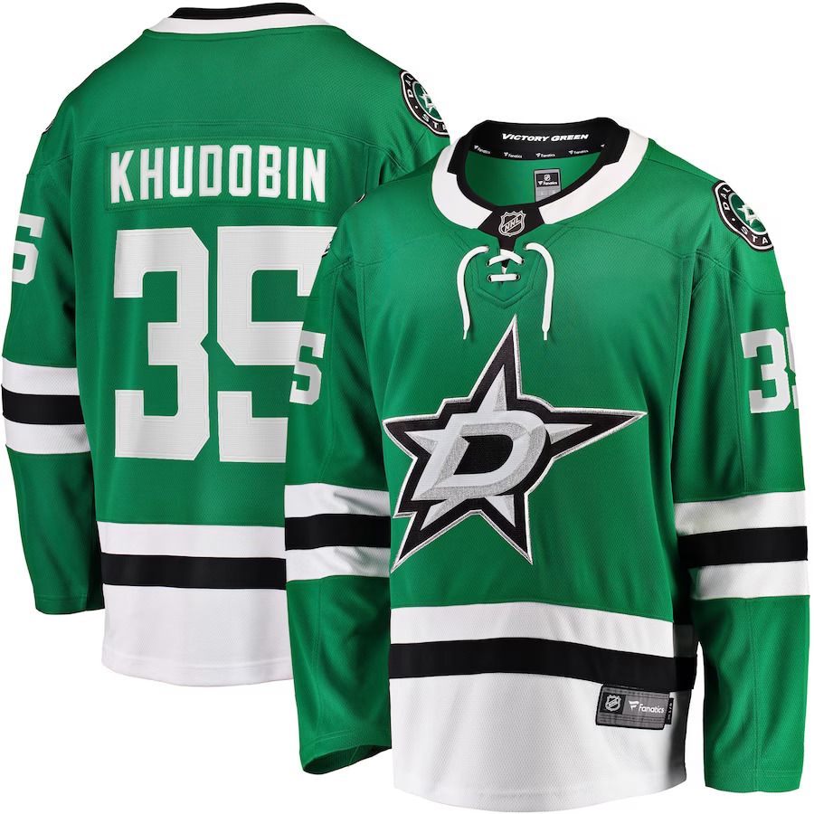 Men Dallas Stars #35 Anton Khudobin Fanatics Branded Kelly Green Breakaway Player NHL Jersey
